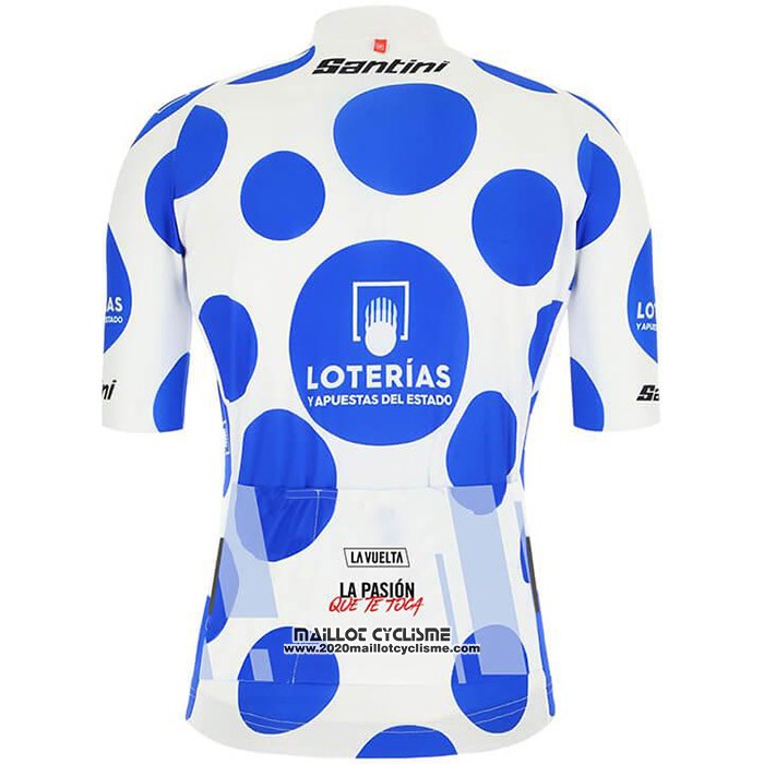 2020 Maillot Cyclisme Vuelta Espana Bleu Blanc Manches Courtes et Cuissard